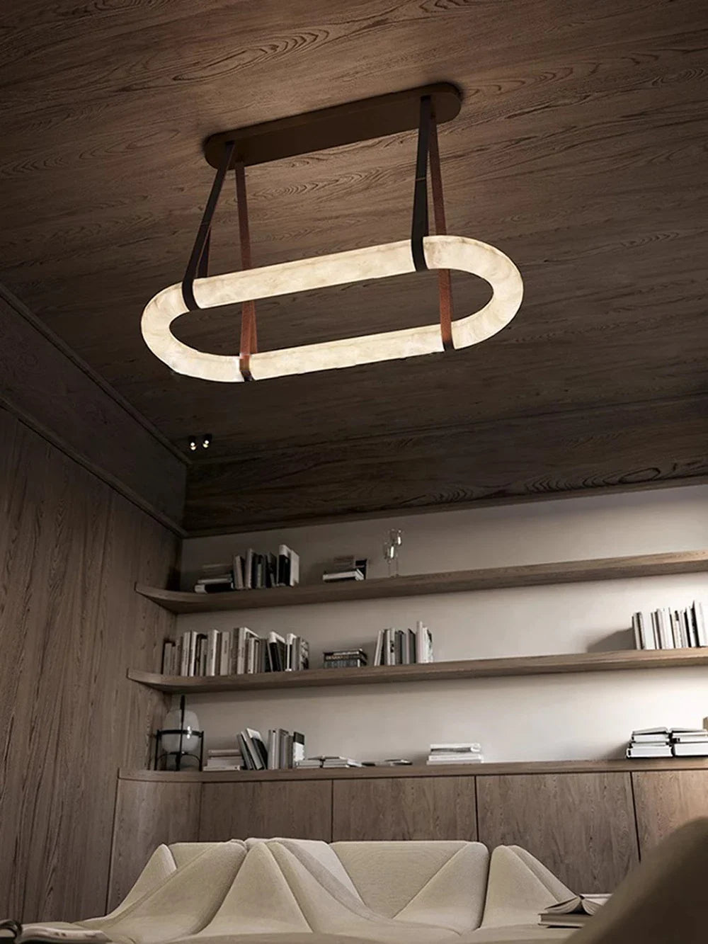 Afralia™ Oval Ring Dolomite Leather Pendant Light - Modern Adjustable Decorative Fixture