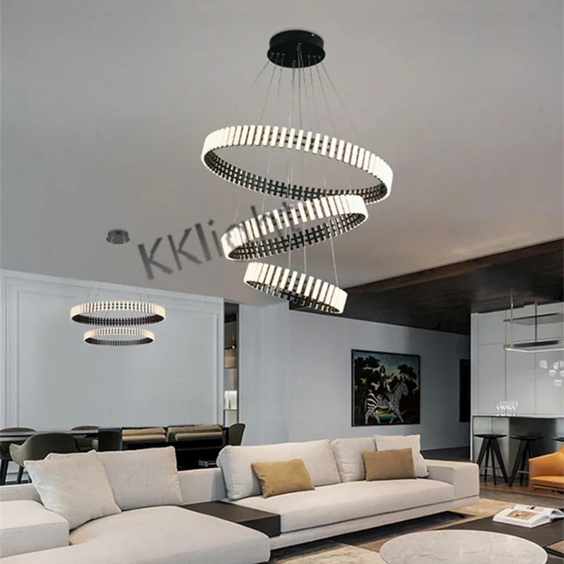 Afralia™ Modern LED Ring Chandelier for Bedroom Living Room Dining Decoration