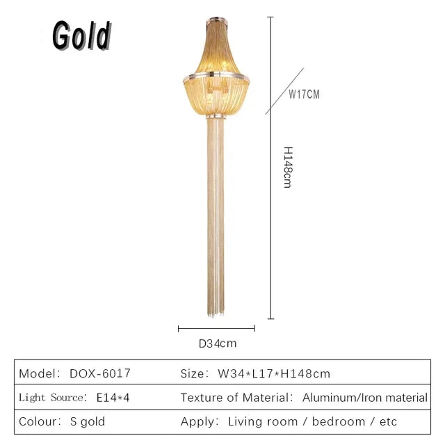 Afralia™ Aluminum Chain Sconce for Aisle & Bedroom LED Wall Lamp – Gold/Silver