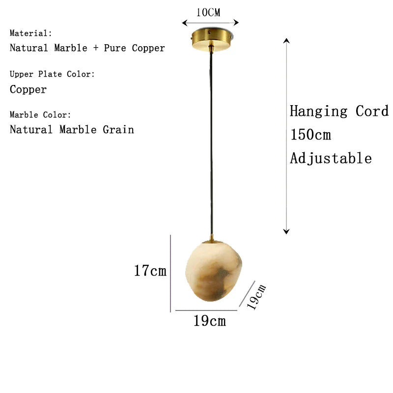Afralia™ Alabaster Marble Pendant Light LED Chandelier for Modern High-End Spanish Decor