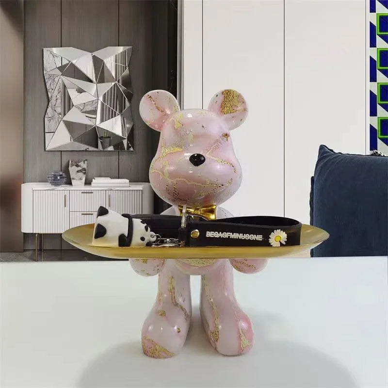 Afralia™ Graffiti Bear Statue Ornament for Modern Home Decor