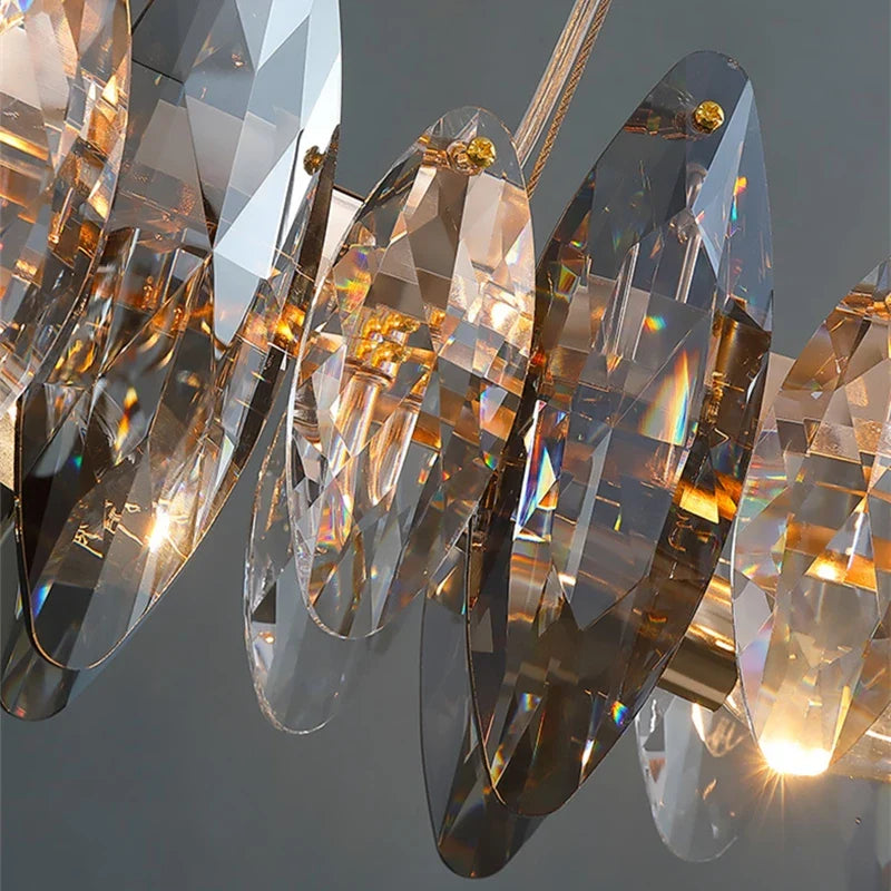 Afralia™ Wave Crystal Chandelier Pendant Light for Dining Room, Kitchen, Bedroom