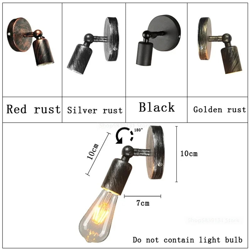 Afralia™ Nordic Industrial Retro Iron Wall Lamp E27 Vintage Wall Sconce for Living Room