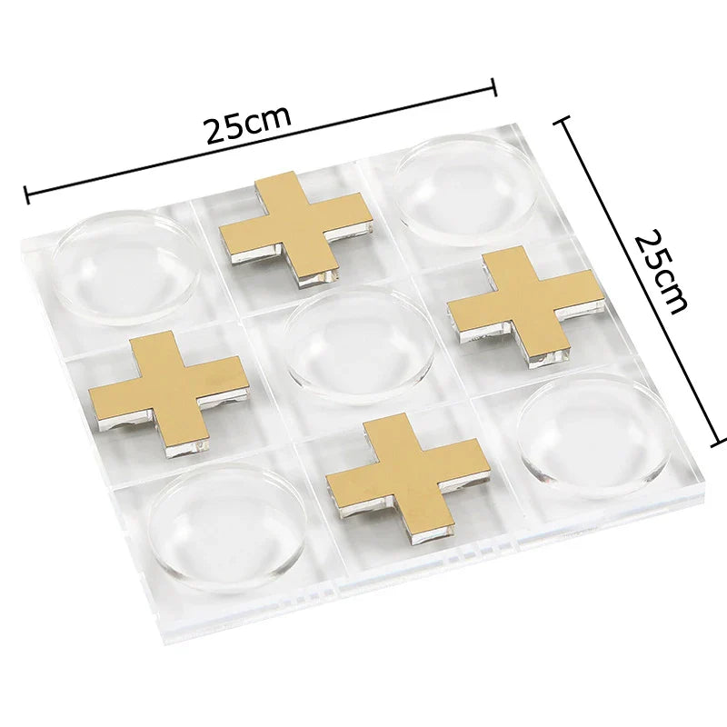 Afralia™ Acrylic Tic-Tac-Toe Chessboard Set: Geometric Artwork Ornaments & Chess Pieces