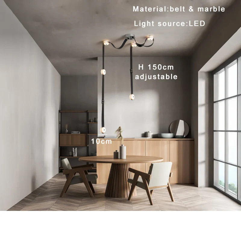 Afralia™ Leather Marble Pendant Lights Luxury Dimmable Fixture Easy Installation Bedroom Living Room Lamp