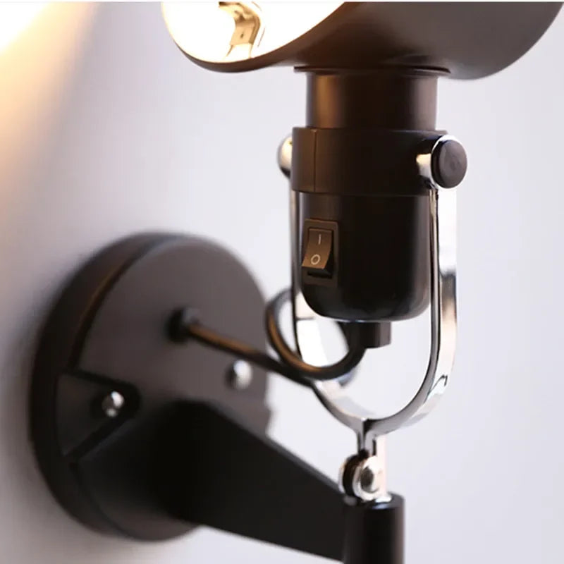 Afralia™ Industrial Black Silver Swing Arm Wall Lamp - Rotatable Miniature Table Lamp E27