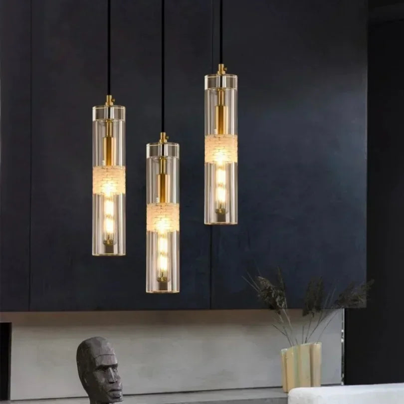 Afralia™ Modern LED Glass Crystal Pendant Light for Home Décor