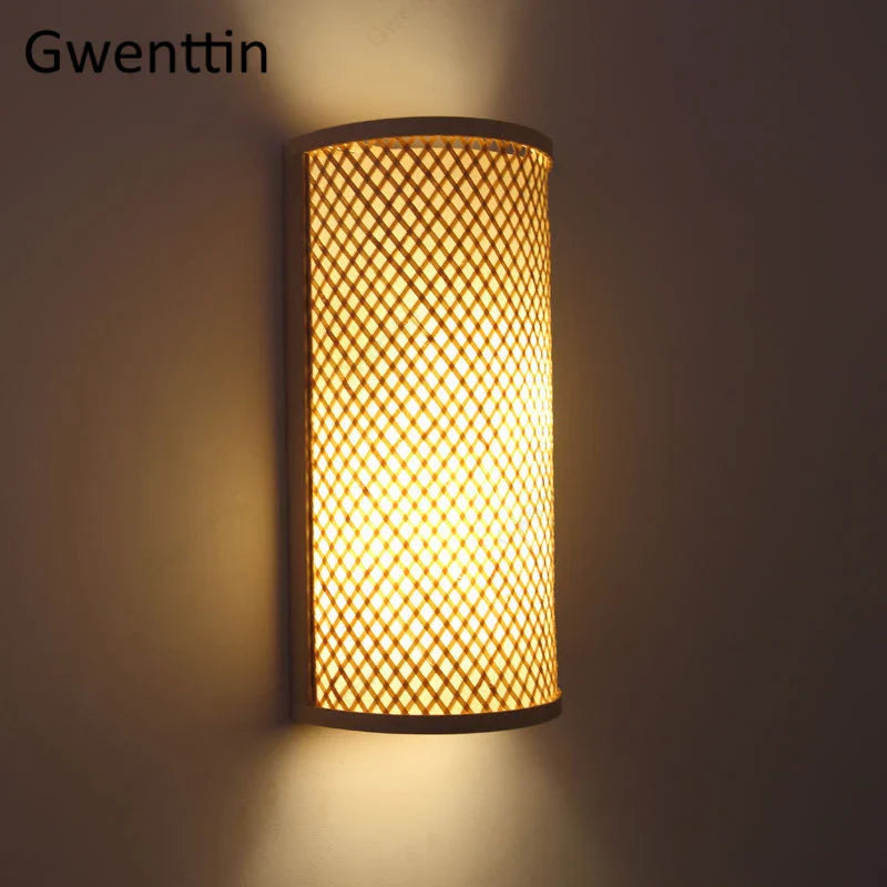 Afralia™ Bamboo Wall Lights Sconces LED Fixtures for Bedroom Bathroom Stairs Luminarias