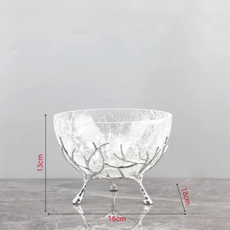 Afralia™ Golden Branches Glass Bowl Set for Home Kitchen Desserts and Snacks