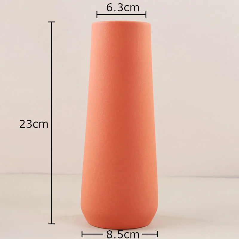 Afralia™ Gradient Ceramic Vase Cylinder Desk Decoration Floral Vases Modern Room Decor