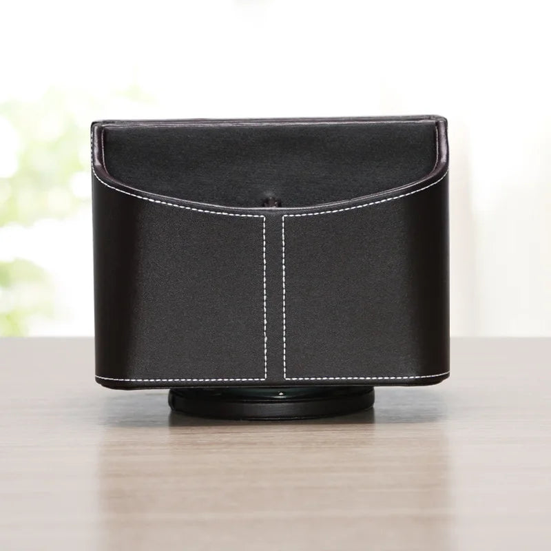 Leather Remote Caddy, 360° Spinning TV Holder Organizer for Bedside Table by Afralia™