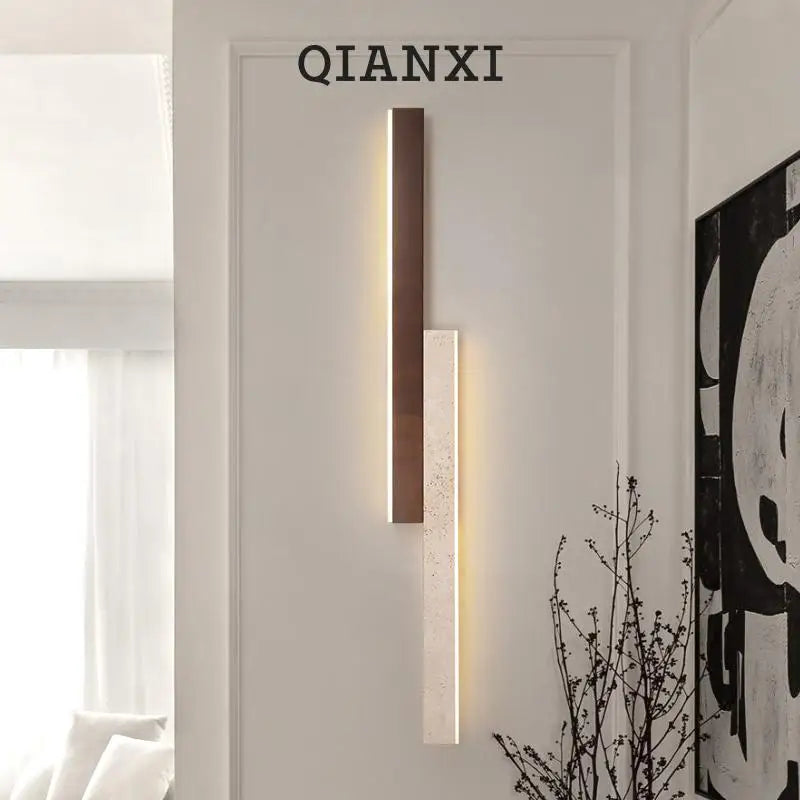 Afralia™ Simple Modern Walnut Strip Wall Lamp for Living Room Staircase