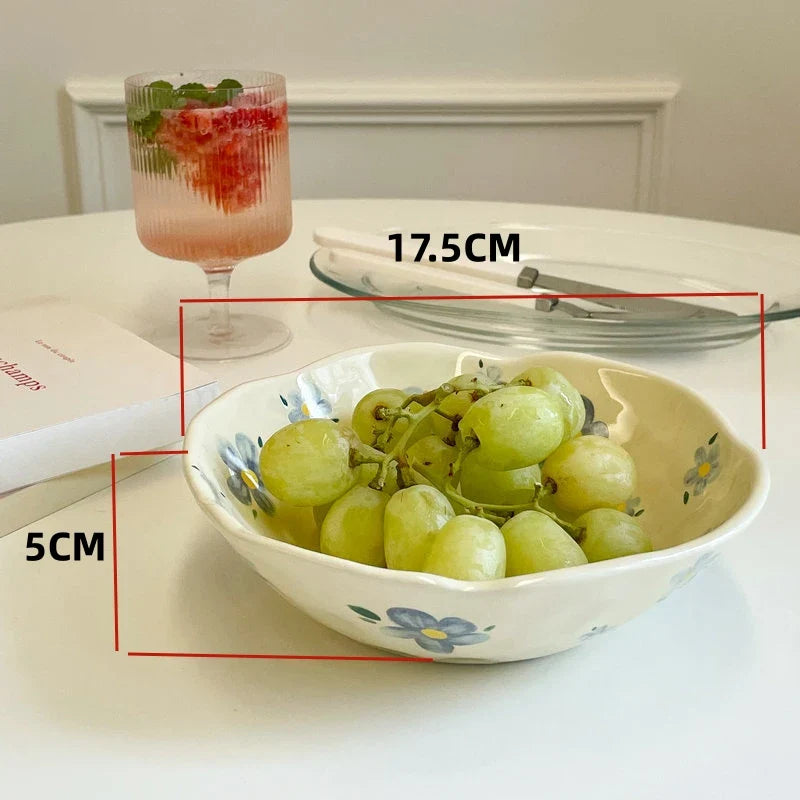 Afralia™ Ceramic Fruit Salad Bowl - Girl's Irregular Design for Desserts and Snacks