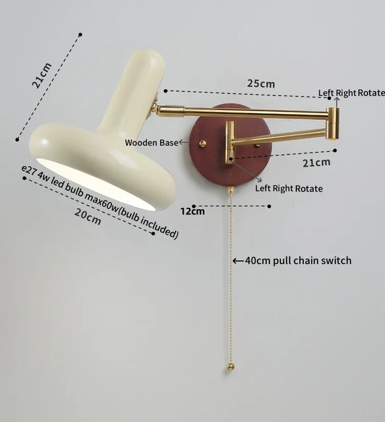 Afralia™ Modern Rotatable Wall Lamp with Long Swing Arm for Bedroom and Hotel