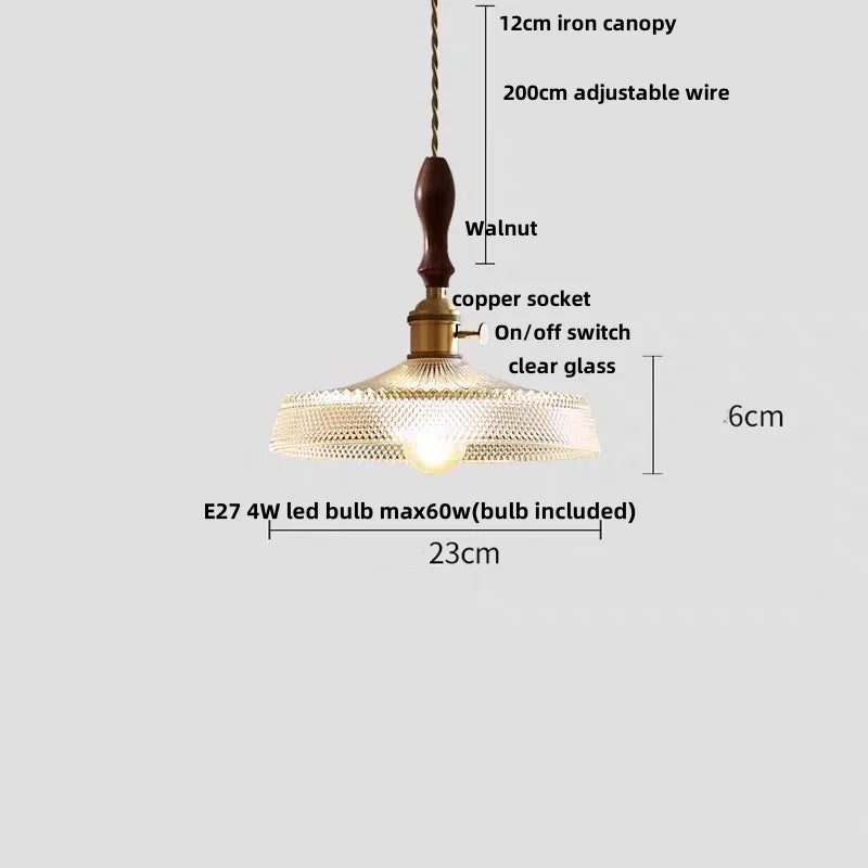 Afralia™ Cullet Glass LED Pendant Lamp with Walnut Copper Design for Living and Dining Room