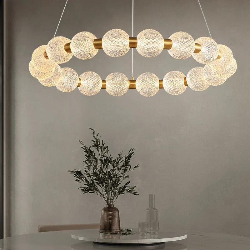 Afralia™ Glass Ball LED Ceiling Chandelier: Modern Living Room Bedroom Pendant Light