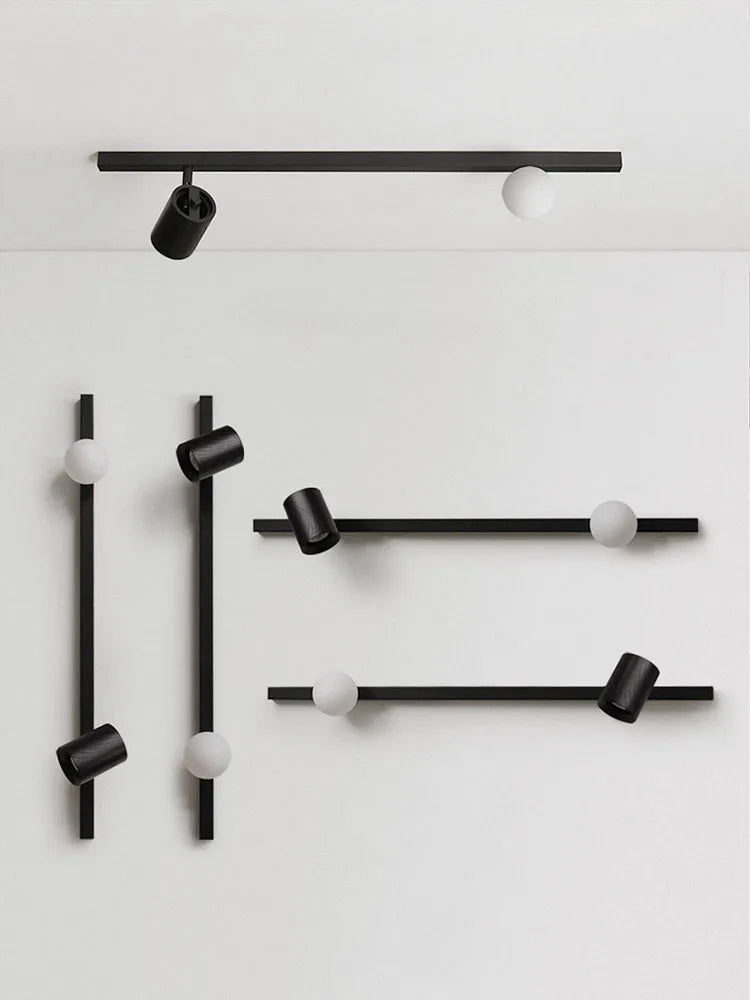 Afralia™ Long Strip Art Decorative Wall Lamp, Solid Wood, Black/White, Wall Mounted