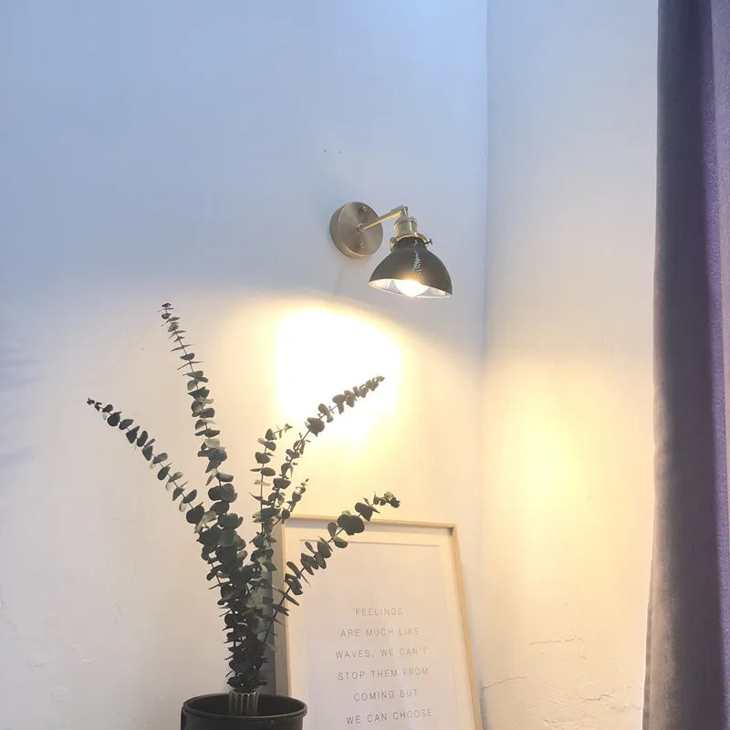 Afralia™ Green Glass Copper LED Wall Lamp Sconce Modern Nordic Design