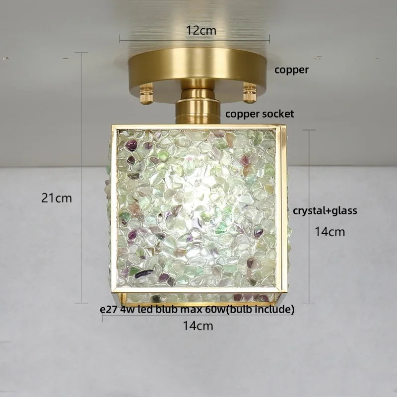 Afralia™ Copper Glass LED Ceiling Light - Luxury Crystal Modern Fixture