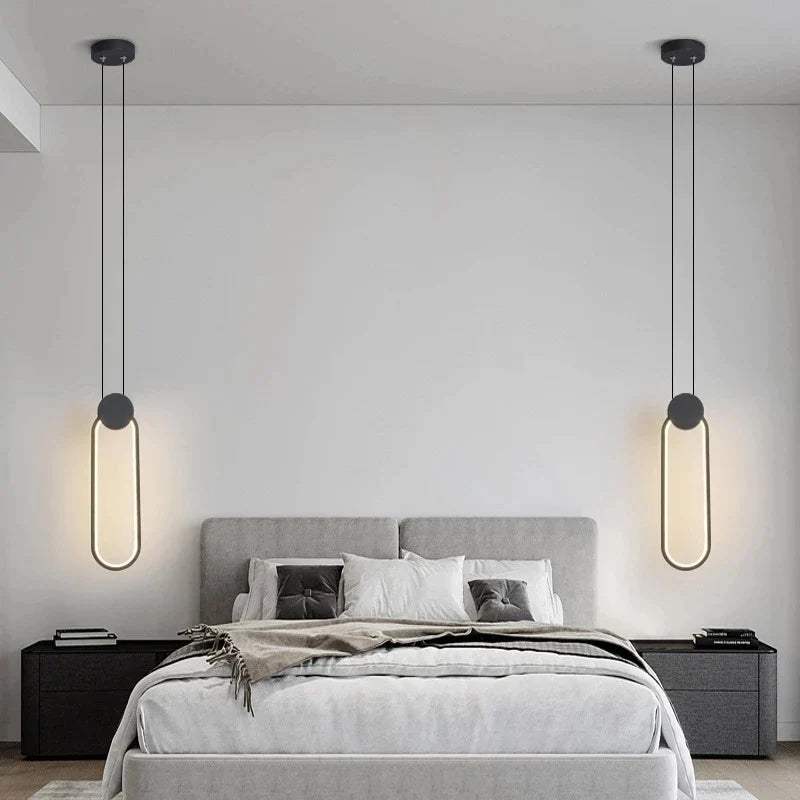 Afralia™ White Black Pendant Lamp: Minimalist Design, Dimmable LED, High Ceiling Hanging Light