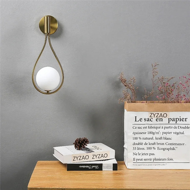 Afralia™ Metal Glass Ball Wall Lamp: Modern Nordic Design for Living Room, Bedroom, Aisle & Staircase
