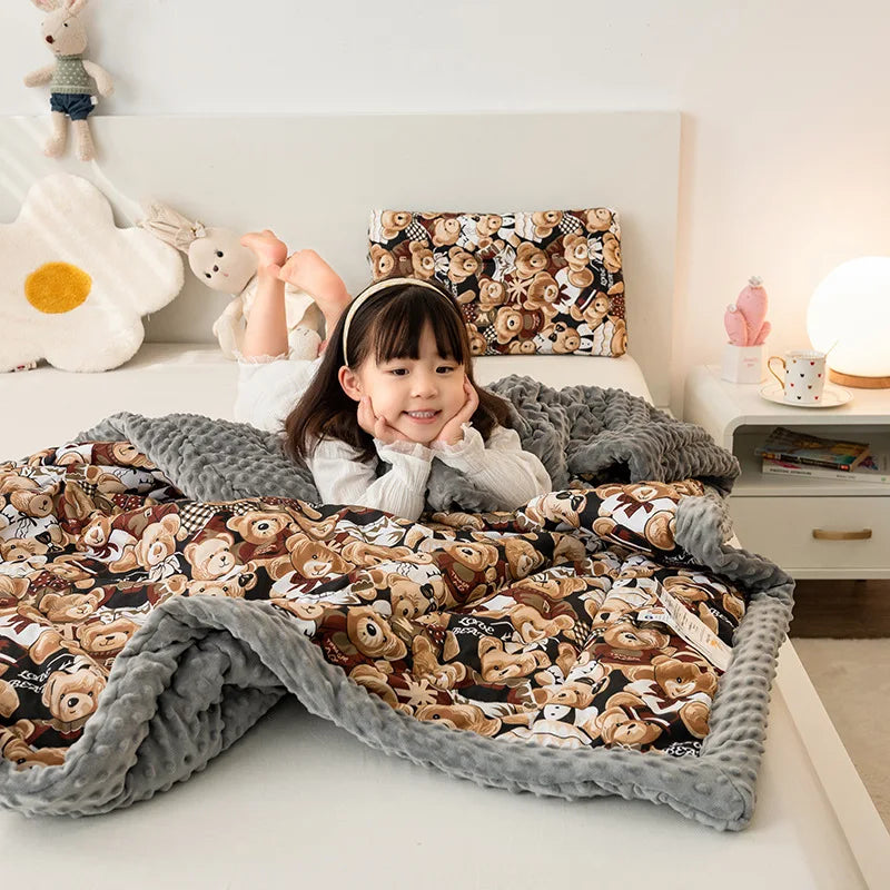 Afralia™ Cotton Floral Double Quilt | Retro Soothe Doudou Bedding Blanket