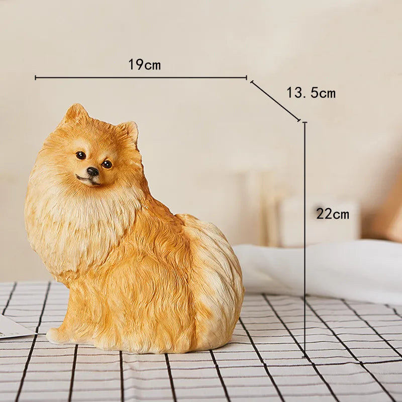 Afralia™ Pomeranian Resin Dog Sculpture for Home Decor