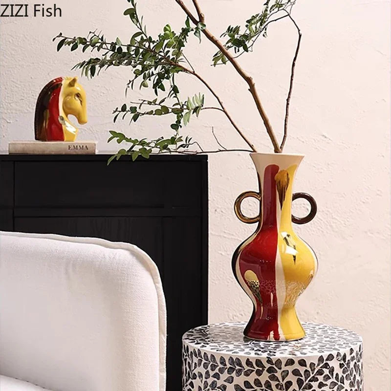 Afralia™ Ceramic Vase Plant Pots: Creative Floral Arrangement Ornaments for Aesthetic Room Decor