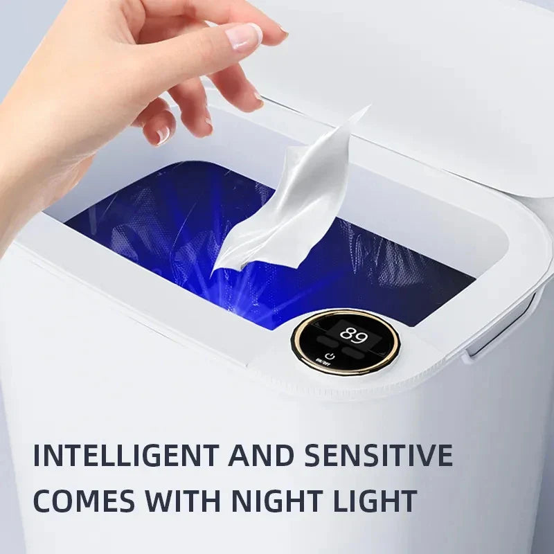 Afralia™ Smart Sensor Trash Can with Display and Type-C Recharging