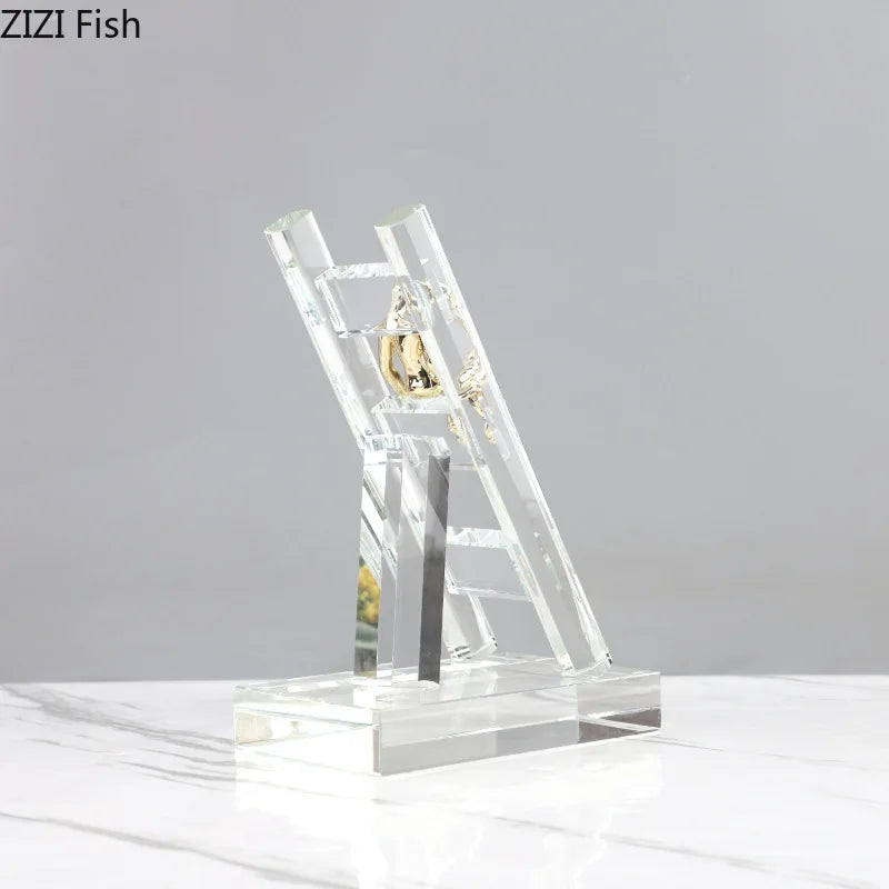 Afralia™ Golden Figures Resin Sculpture: Creative Staircase Desk Decoration
