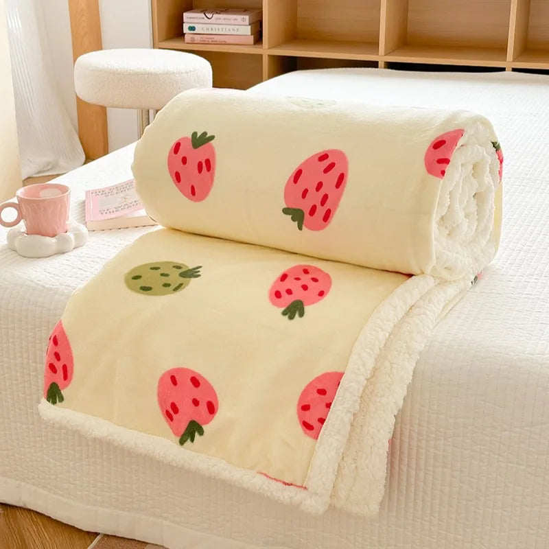 Afralia™ Cartoon Lamb Wool Blanket: Double-Layered, Thick & Warm for Children & Adults