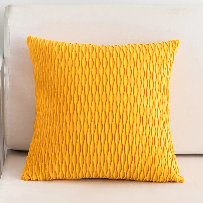 Afralia™ Velvet Striped Pleated Square Pillowcase