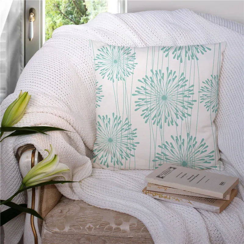 Afralia™ Modern Geometry Printing Pillowcase Mint Green Decorative Cushion Cover