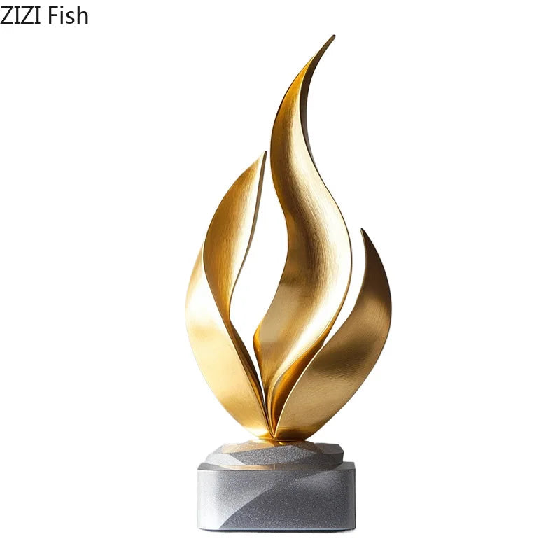 Afralia™ Twisted Line Gold Sculpture: Modern Desk Decor & Room Aesthetics