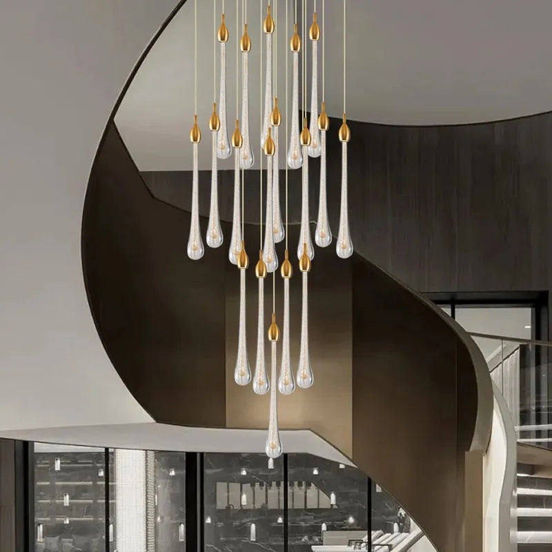 Afralia™ Crystal Rotating Staircase Chandelier: Luxe Duplex Living Room Pendant