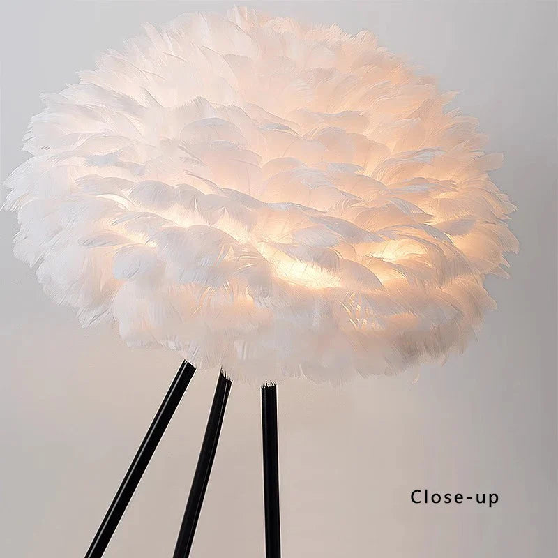 Afralia™ Feather Floor Lamp: White Grey Minimalist LED Standing Light for Bedroom, Living Room