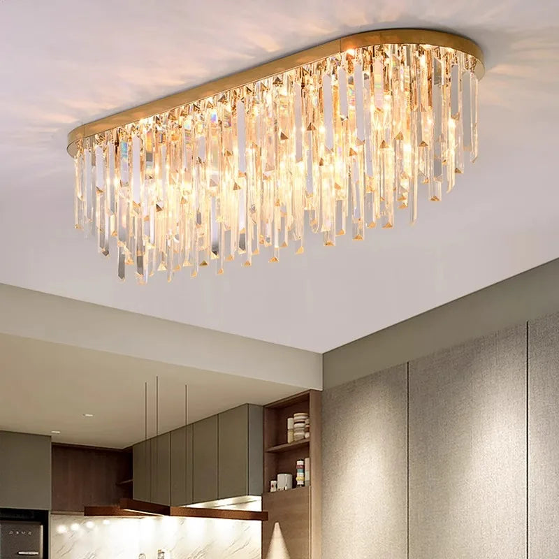 Afralia™ Gold Crystal Ceiling Lights - Luxury LED Fixture for Elegant Home Decor