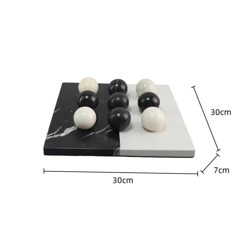 Afralia™ Geometric Marble Chessboard Figurines Home Decor Square Pattern