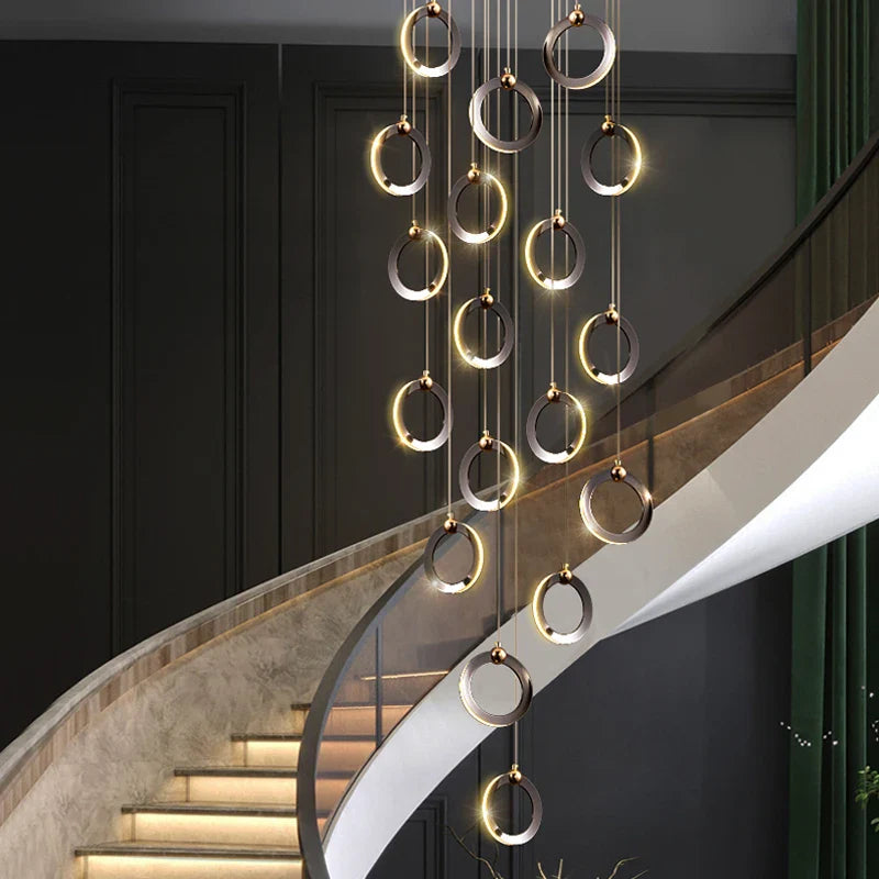 Afralia™ Modern Minimalist LED Ring Villa Chandelier