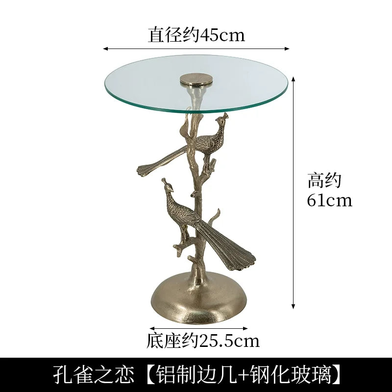 Afralia™ Brass Bird Side Table - Luxury Living Room Sofa Table for Creative Home Decor