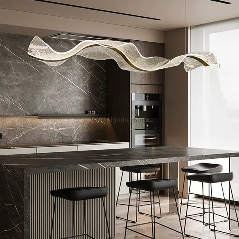 Afralia™ Wave LED Pendant: Modern Luxury Designer Chandelier for Home Restaurant Kitchen Décor