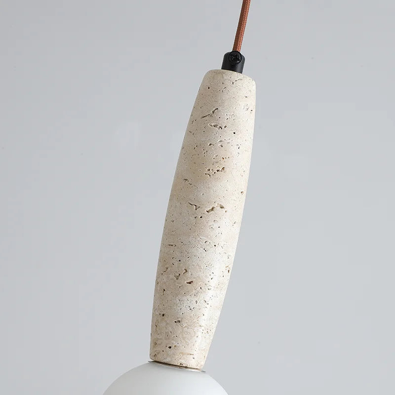 Afralia™ Natural Stone Art Pendant Light with White Glass Lampshade for Vintage LED Chandelier