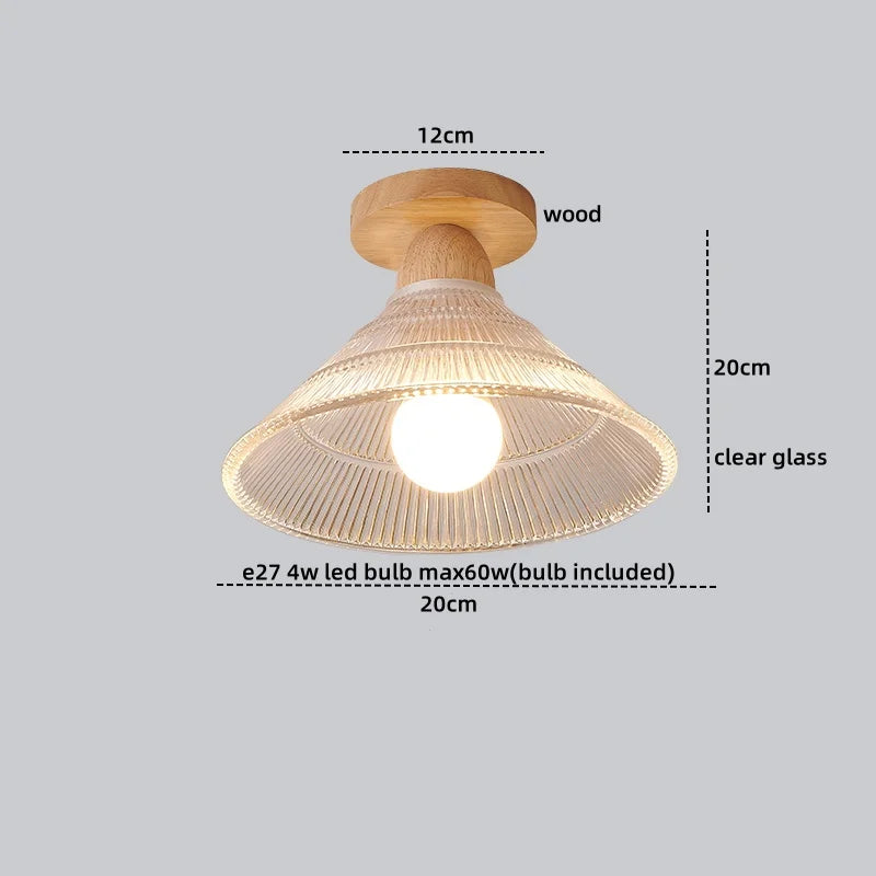 Afralia™ Crystal Wood LED Ceiling Lamp Clear Glass Modern Indoor Lighting