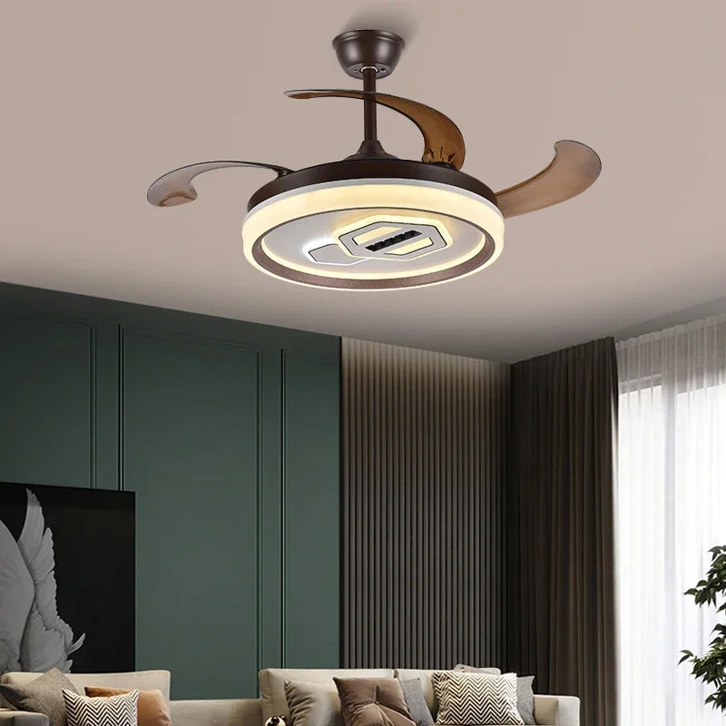 Afralia™ Adjustable Blade Ceiling Fan Light with Remote-Controlled LED - Elegant Home Decor