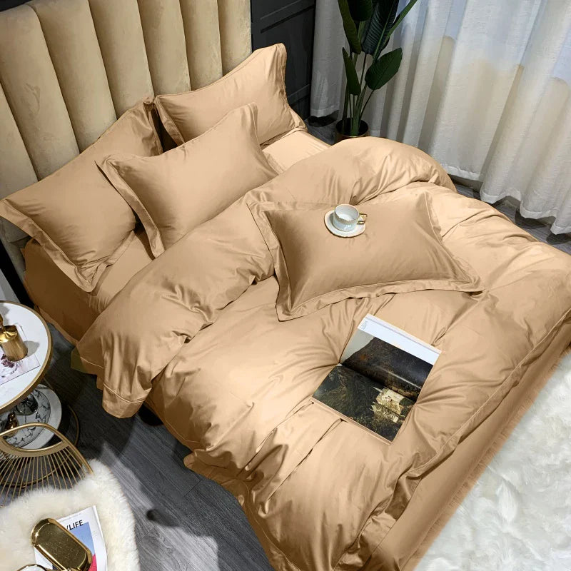 Afralia™ Luxury 1000TC Egyptian Cotton Bedding Set in Soft Silky Solid Color
