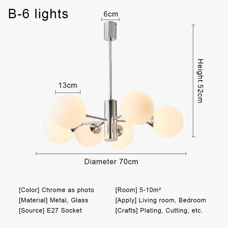 Afralia™ Glass Ball LED Ceiling Chandelier for Modern Living Room and Bedroom