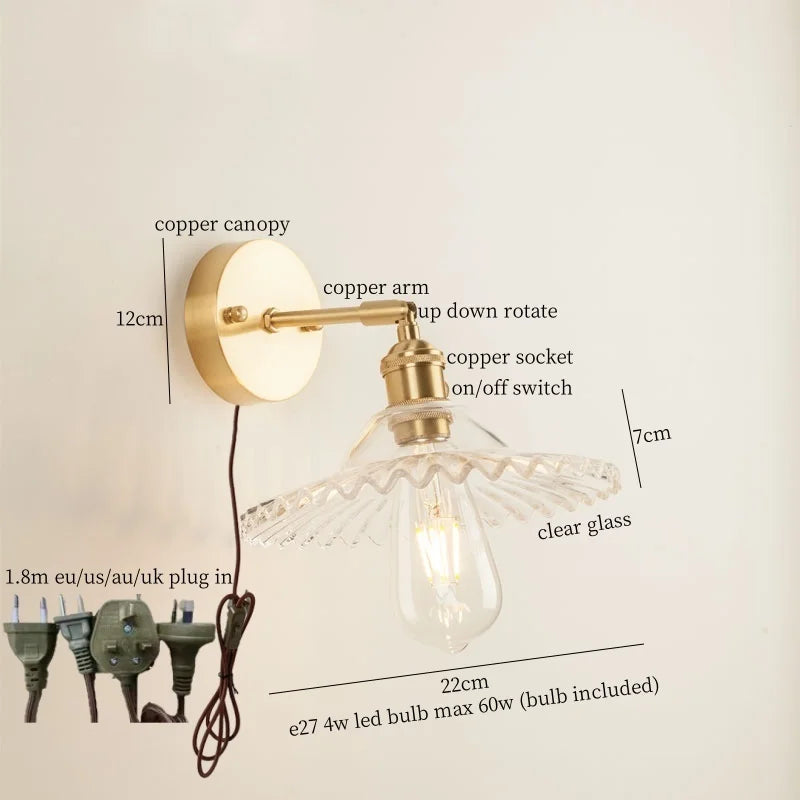 Afralia™ Green Glass LED Wall Light Fixture | Modern Nordic Pull Chain Lamp
