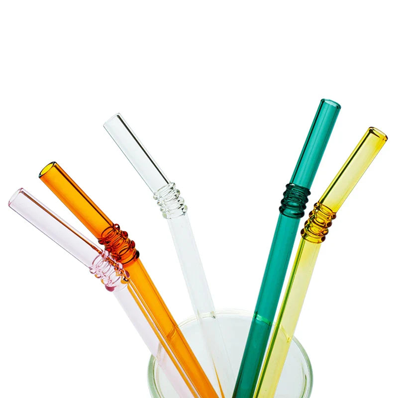 Afralia™ Glass Straws Set - Eco-Friendly Reusable Colorful Drinking Tubes