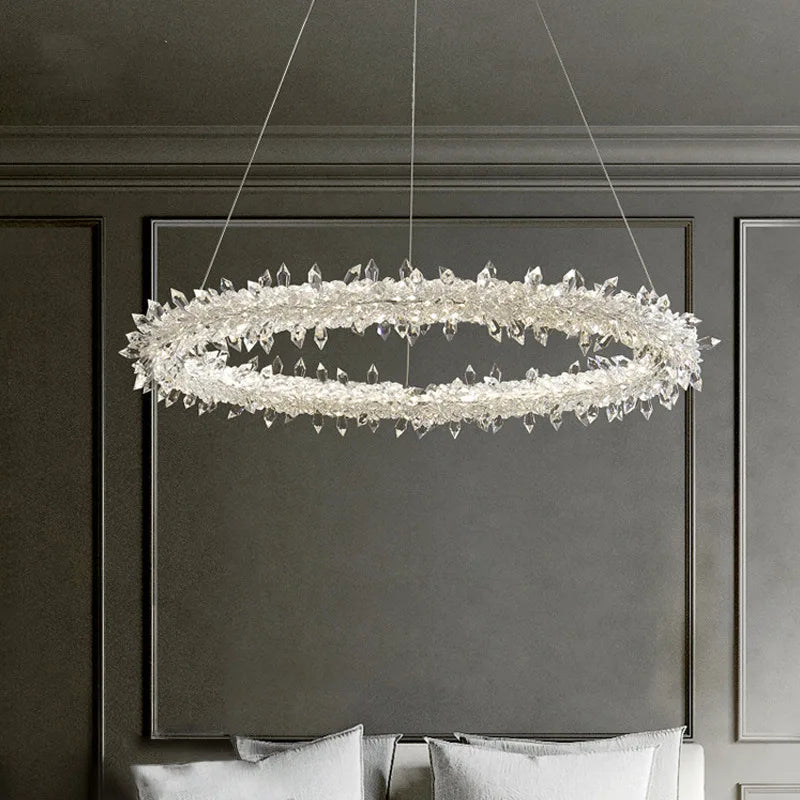 Afralia™ Luxe Crystal Pendant Light - Dimmable LED Art Deco Circle Lamp