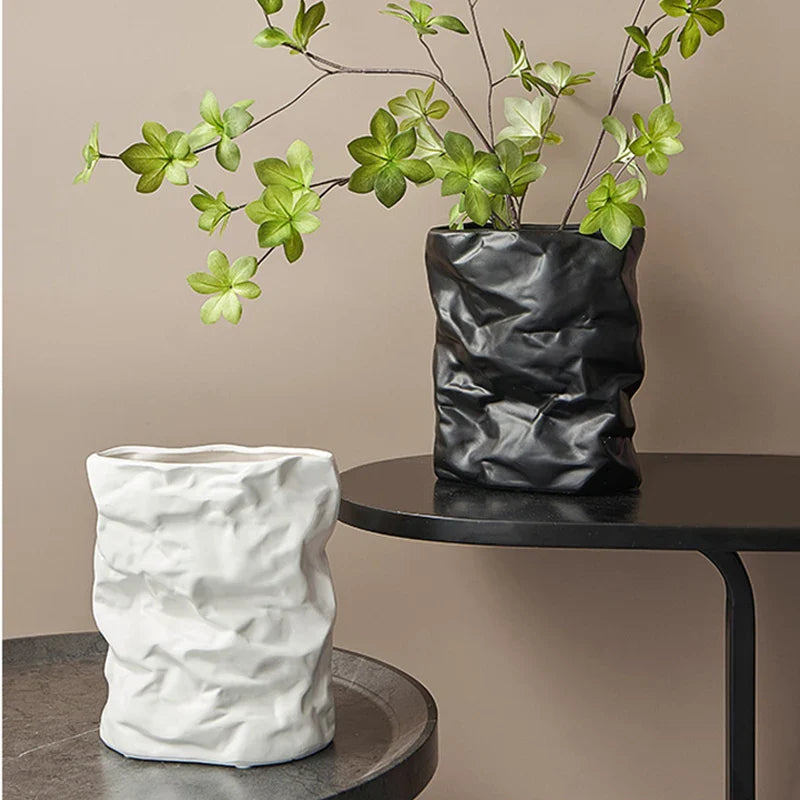 Afralia™ Nordic Paper Bag Vase: Stylish Flower Pot for Home Decor and Desk Ornaments